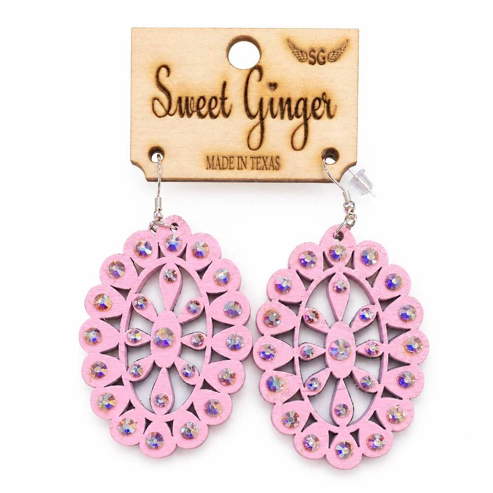 NEW SWEET GINGER women's rhinestone breast cancer awareness earrings in pink